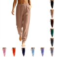 thumbnail image 1 of Womens Tapered Joggers Stylish Casual Waist Elastic Drawstring Sweatpants Winter Soft Comfy Solid Color Sweatpants with Pockets Camel L, 1 of 6