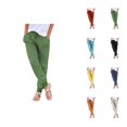 thumbnail image 1 of Womens Tapered Pants Drawstring Back Elastic Waist Pants Casual Trousers With Pockets Linen Pants Women, 1 of 6