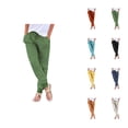 thumbnail image 1 of Womens Tapered Pants Drawstring Back Elastic Waist Pants Casual Trousers With Pockets Women Pants Summer, 1 of 6