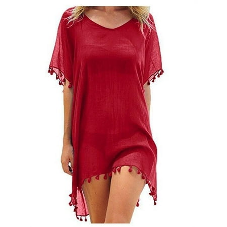 Womens Tassel Chiffon Beachwear Beach Dress Bikini Swim Bathing Suit Cover Up