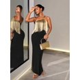thumbnail image 1 of Womens Tassel Fringe Halter Neck Party Maxi Dress in Black, 1 of 9