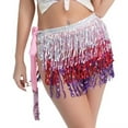 thumbnail image 1 of Womens Tassel Sequin Hip Scarf Skirt Shiny Fringe Skirts Layered Gradient Dress Bodycon Skort, 1 of 4