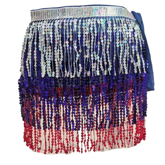 Womens Tassel Sequin Hip Scarf Skirt Shiny Fringe Skirts Layered Gradient Dress Bodycon Skort