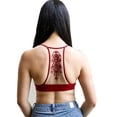 thumbnail image 1 of Womens Tattoo Mesh Racerback Bralette (Red, M), 1 of 3