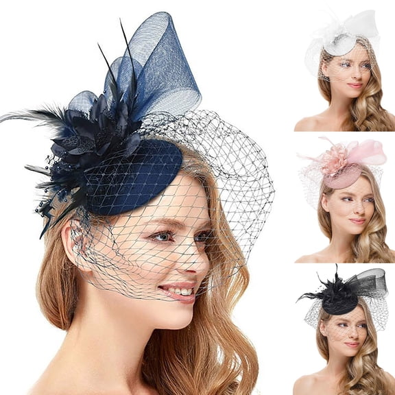 Womens Tea Party Fascinator Headband With Mesh Feathers Hair Clip For Events