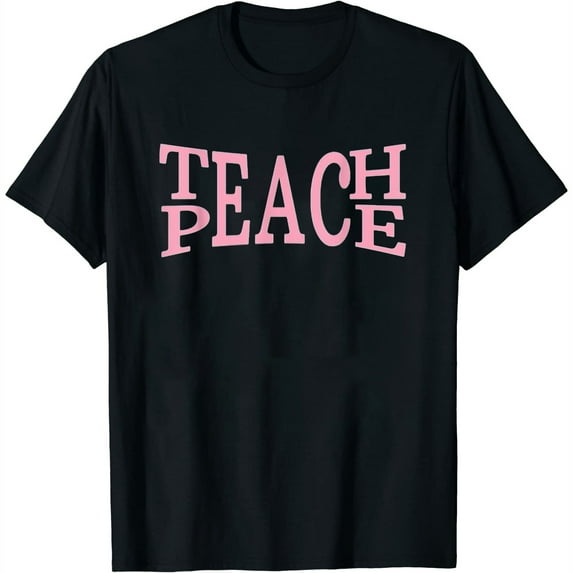 Womens Teach Peace Logo Shirt, Motivational Education Message Gift T-Shirt White 3X-Large