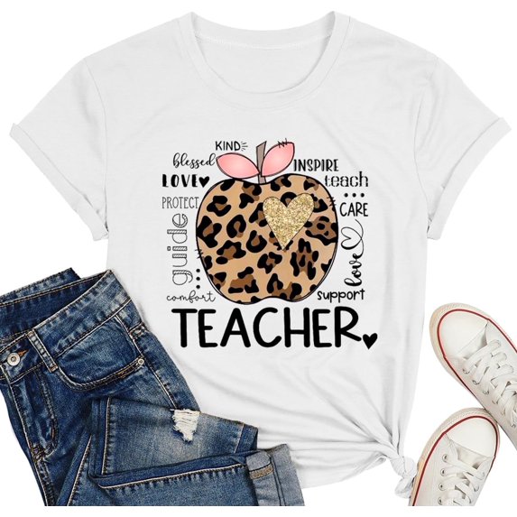 Womens Teacher Life T-Shirt Teach Love Motivational T-Shirt Inspirational Teacher Short Sleeve T-Shirt, Womens Summer Shirt, Womens Casual Summer Shirt, Womens Thin T-Shirt, Womens Cotton T-Shirt
