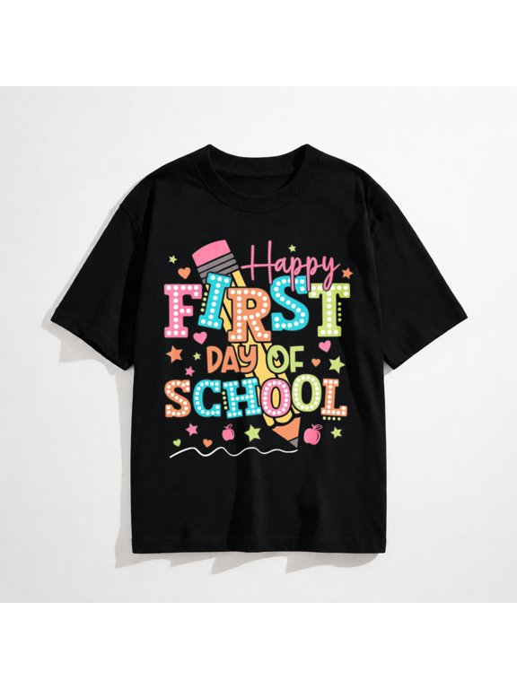 Womens Teacher Shirts First Day of School Shirt Pencil Teaching Tee Tops
