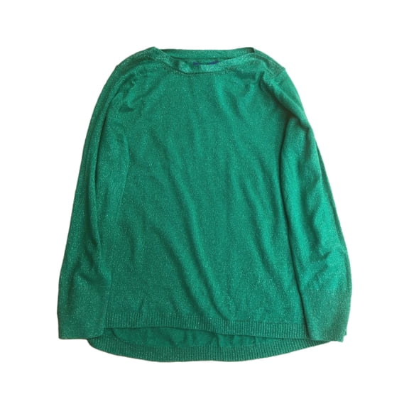 Womens Teal Green Sequin Convertible Crew Cowl Neck Holiday Sweater