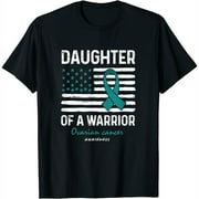 Womens Teal Ovarian Cancer Warrior Support Daughter Of A Warrior T-Shirt Black Small
