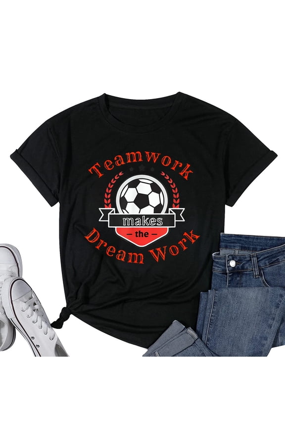 Womens Teamwork Makes The Dream Work Soccer Shirt Black Small