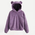 thumbnail image 1 of Womens Teddy Bear Fleece Hoodie Hoodies Fleece Oversized Sweatshirt Casual Plush Pullover Long Sleeve Sweatshirts Soft Comfy Fleece Trendy Winter Clothes Loungewear Pajama, 1 of 4
