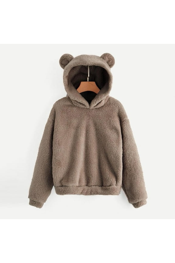 Womens Teddy Bear Fleece Hoodie Hoodies Fleece Oversized Sweatshirt Casual Plush Pullover Long Sleeve Sweatshirts Soft Comfy Fleece Trendy Winter Clothes Loungewear Pajama