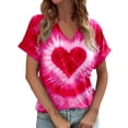 thumbnail image 1 of Womens Tee Casual Short Sleeve Crew Neck Soft Basic Comfort Fit Crop Tops for Women,Watermelon Red,XL, 1 of 4