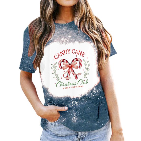 Womens Tee Graphic Print Round Neck Short Sleeve Family Matching Petite Clothing for Women,Grey,XL