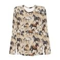 thumbnail image 1 of Womens Tee Printed Long Sleeved Round Neck Womens Summer Clothes,Beige,S, 1 of 2