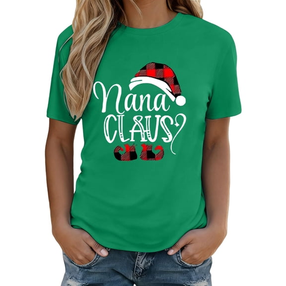 Womens Tee Printed Short Sleeve Round Neck Soft Relaxed Fit Stylish Womens Workout Shirt,Green,M