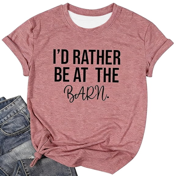 Womens Tee Printed Short Sleeved Round Neck Petite Tops for Women,Pink,XL