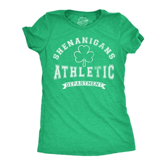 Womens Tee Shenanigans Athletic Department Funny St Patricks Day Graphic T Shirt Womens Graphic Tees