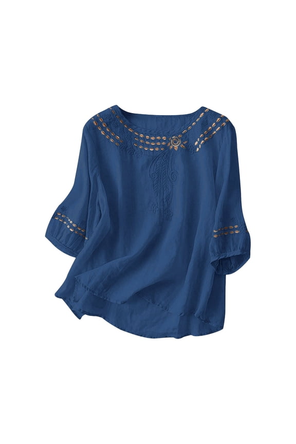 Womens Tee Short Sleeve Comfort Round Neck Petite Clothing for Women,Dark Blue,XL