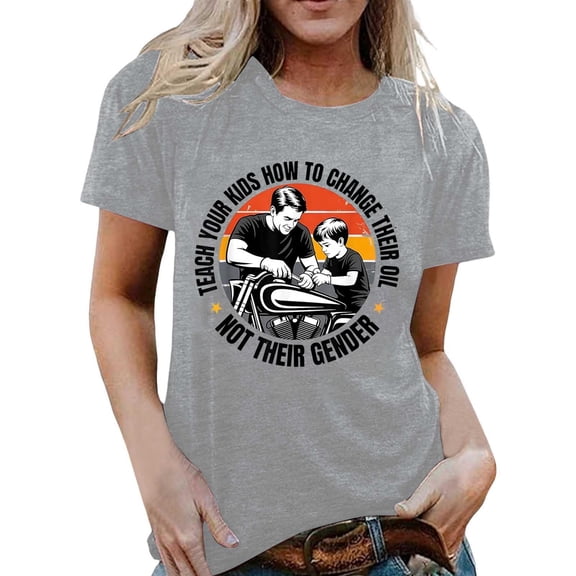 Womens Tee Short Sleeve Crew Neck Graphic Print Comfort Style Business Casual Clothing for Women,Light Gray,3XL