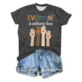 thumbnail image 1 of Womens Tee Short Sleeve Floral Print Crew Neck Fashion Couple Gifts for Him and Her,Black,XL, 1 of 2