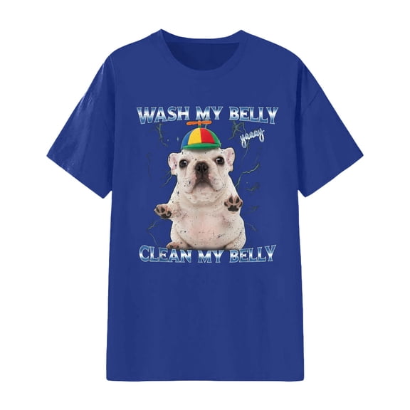 Womens Tee Unisex Graphic Printed Soft Crewneck Fashion Womens Athletic Tops,Blue,XL