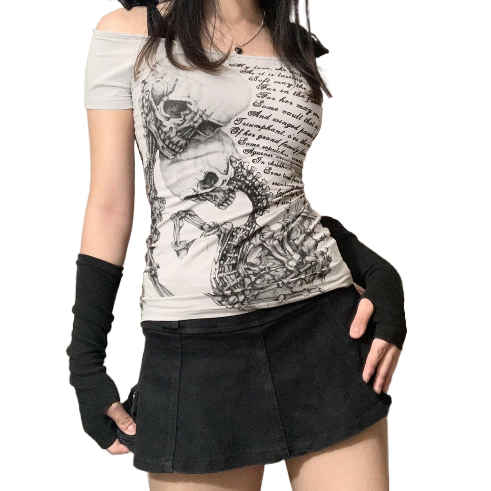 Y2k Aesthetic Grunge Goth T-shirt Tee Female Clothing Y2k Graphic