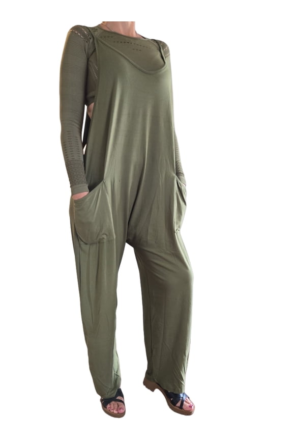 Womens Teens Overalls Coveralls Jumpsuit Romper sleeveless long pant comfort fashion pre shrunk 2025 fashion by Cape Sports ARMY GREEN 2XL, XXL