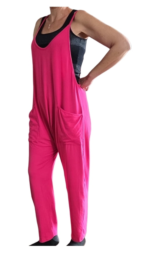 Womens Teens Overalls Coveralls Jumpsuit Romper sleeveless long pant comfort fashion pre shrunk 2025 fashion by Cape Sports ROSE PINK SMALL