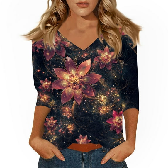 Womens Tees 3/4 Sleeve S Navy