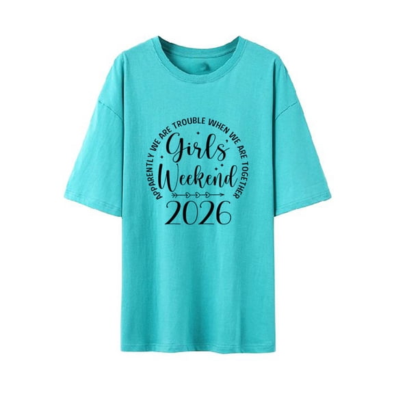 Womens Tees Graphic Crewneck Blend Short Sleeve Modern Print Beach Vacation Clothes for Women,Sky Blue,L