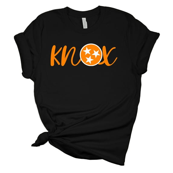 Womens Tennessee Tshirt Football TN Orange Knoxville Tennessee Flag Short Sleeve T-shirt Graphic Tee-Black-large