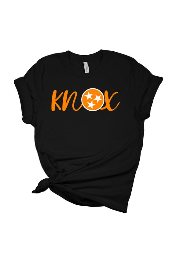 Womens Tennessee Tshirt Football TN Orange Knoxville Tennessee Flag Short Sleeve T-shirt Graphic Tee-Black-small