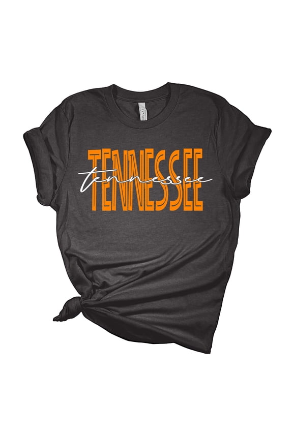 Womens Tennessee Tshirt Football TN Orange Script T Team Color Tennessee Game Day Short Sleeve T-shirt Graphic Tee-Dark Heather Grey-medium