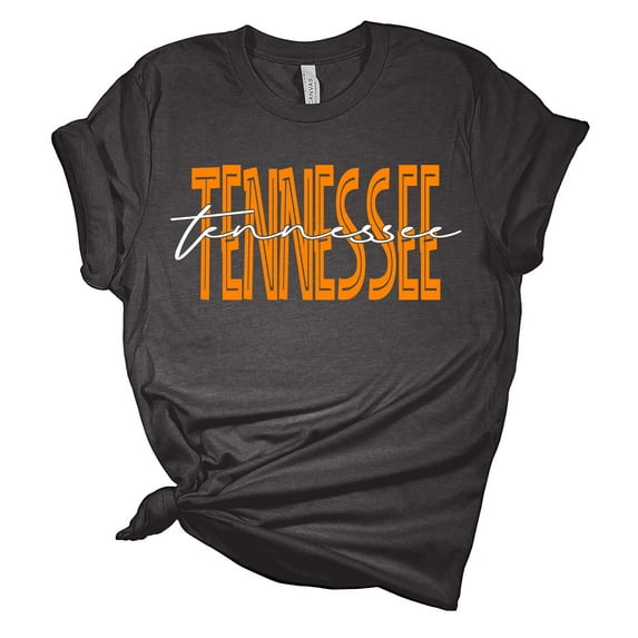 Womens Tennessee Tshirt Football TN Orange Script T Team Color Tennessee Game Day Short Sleeve T-shirt Graphic Tee-Dark Heather Grey-xxxl