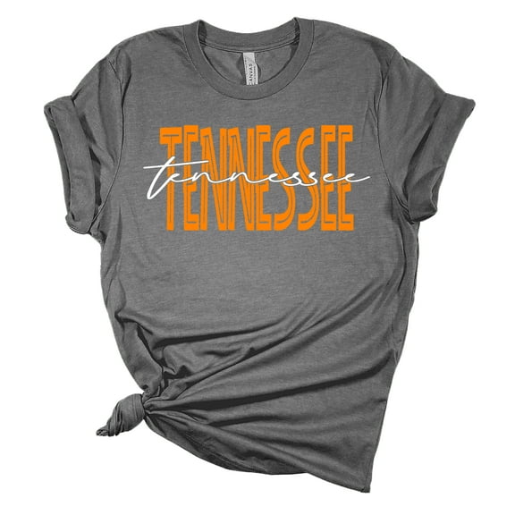Womens Tennessee Tshirt Football TN Orange Script T Team Color Tennessee Game Day Short Sleeve T-shirt Graphic Tee-Heather Grey-4xl