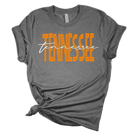 Womens Tennessee Tshirt Football TN Orange Script T Team Color Tennessee Game Day Short Sleeve T-shirt Graphic Tee-Heather Grey-xxl