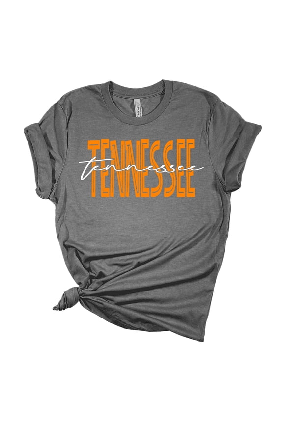 Womens Tennessee Tshirt Football TN Orange Script T Team Color Tennessee Game Day Short Sleeve T-shirt Graphic Tee-Heather Grey-xxl