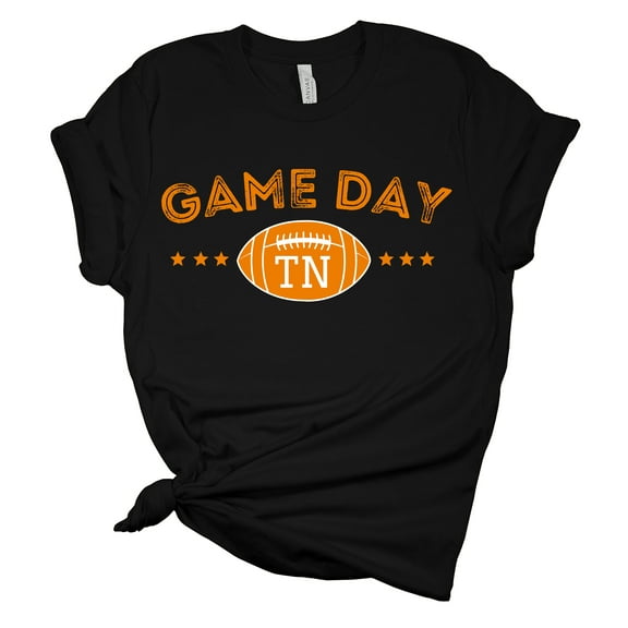 Womens Tennessee Tshirt Football Tennessee Orange Game Day TN Short Sleeve T-shirt Graphic Tee-Black-5xl