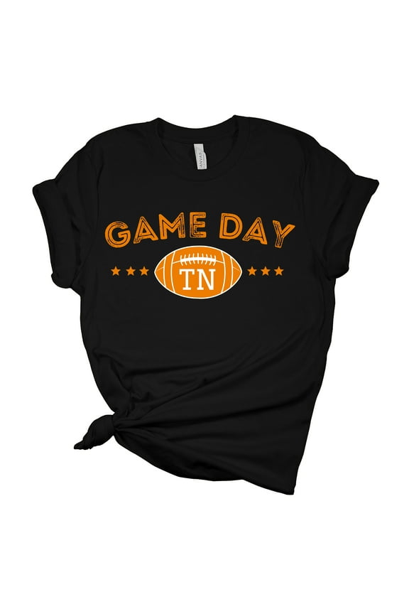 Womens Tennessee Tshirt Football Tennessee Orange Game Day TN Short Sleeve T-shirt Graphic Tee-Black-5xl