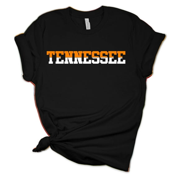 Womens Tennessee Tshirt Football Tennessee Orange Two Tone Team Name TN Short Sleeve T-shirt Graphic Tee-Black-5xl