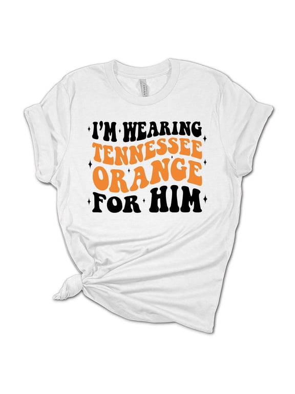 Womens Tennessee Tshirt Football Wearing Tennessee Orange For HIm TN Short Sleeve T-shirt Graphic Tee-White-large