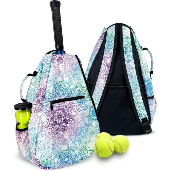 Womens Tennis Backpack - Taboo Fashions Ladies Tennis Bag Holds Two Racquets, Padded Straps and Side Carry Handle
