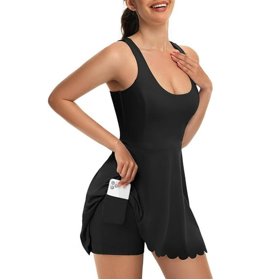 Womens Tennis Dress,Workout Dress with Built-in Bra & Shorts Pockets Summer Dress for Golf Athletic Dresses for Women