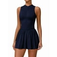 thumbnail image 1 of Womens Tennis Golf Dress with Built-in Bra Shorts Zipper Slim Fit A-Line Hem Skirt Athletic with Pockets Dark Blue M, 1 of 8