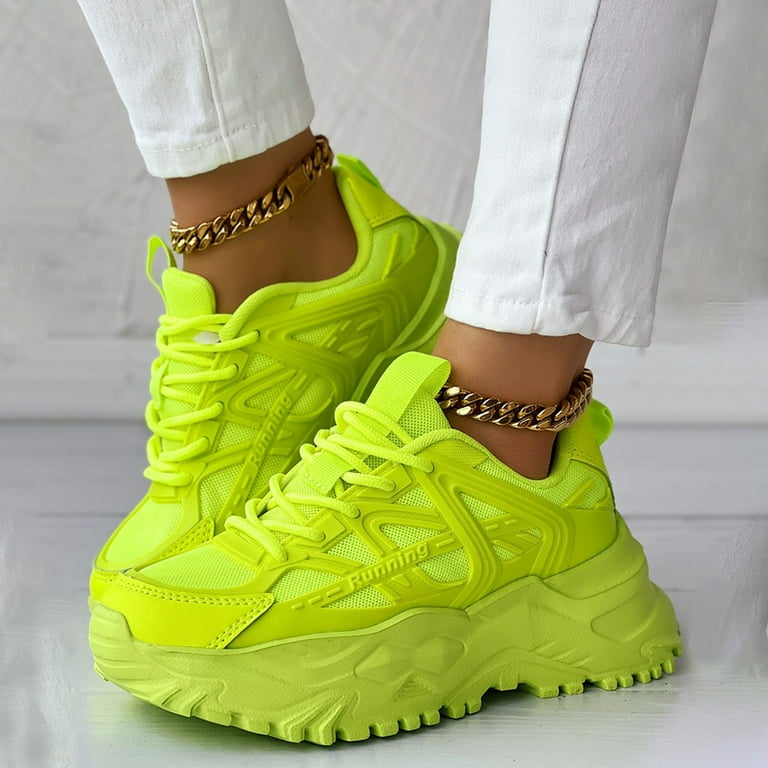 Futuristic Sneakers Neon Yellow Athletic Shoes CLOUD 2505 In
