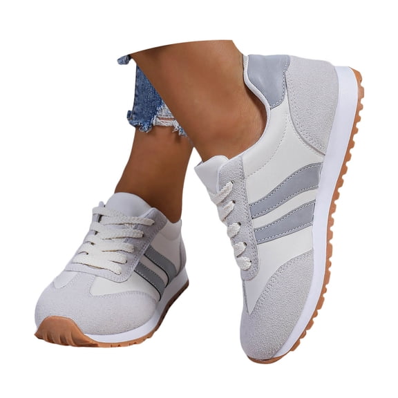 Casual Sneakers For Women Platform Clearance Workout Gym Sneakers Breathable Supportive Comfortable Running Shoes Size 7.5 Grey