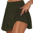 thumbnail image 1 of Womens Tennis Skirts Bottom Shorts Skorts for Women Ruffle Flowy Mini Skirt High Waist Bikers Skort Solid Color (XX-Large, Army Green), 1 of 5