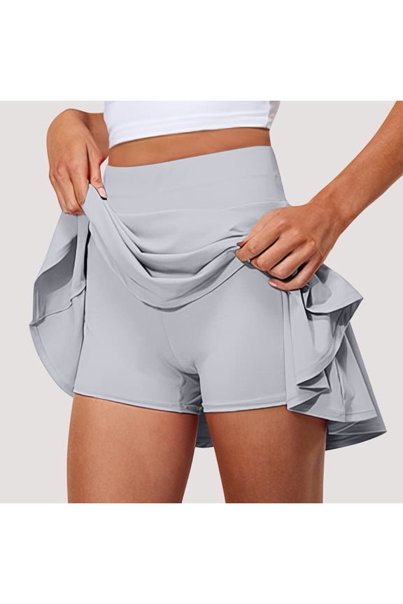 Womens Tennis Skirts High Waisted Tummy Control Pleated Athletic Golf Skorts Skirts for Running Dark Gray S